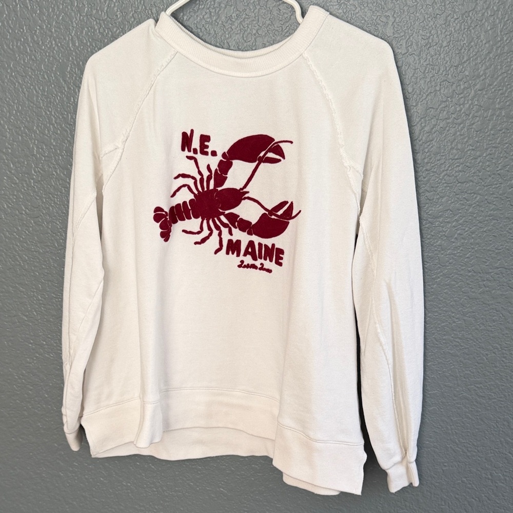 Oversized Crewneck Sweatshirt with Burgundy Lobster Graphic